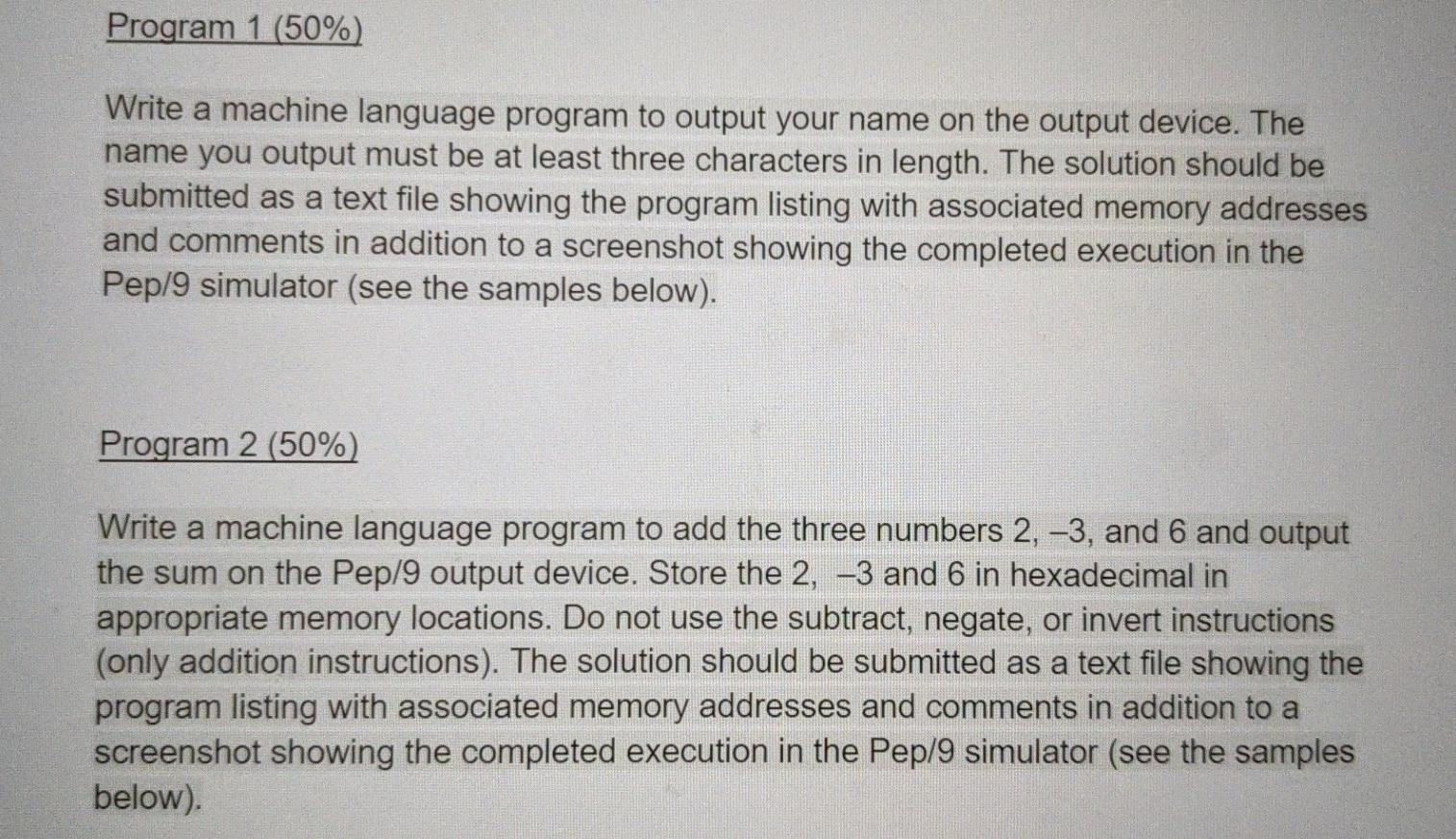 Solved Program 1 (50%) Write a machine language program to | Chegg.com