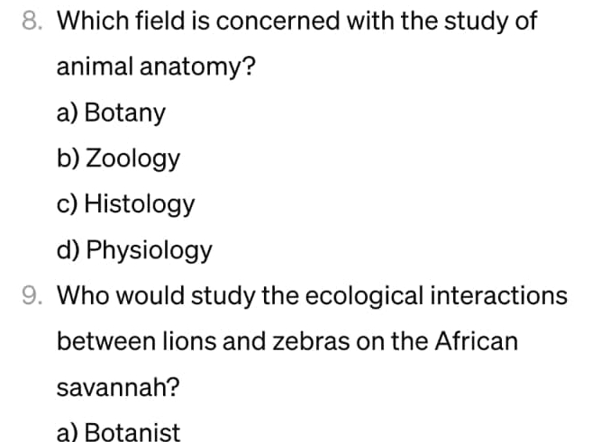 Solved biology: Which field is concerned with the study of | Chegg.com