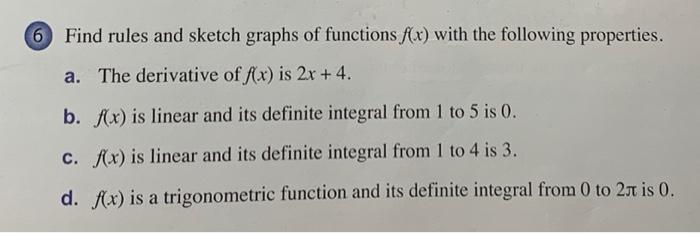Solved 6 Find rules and sketch graphs of functions f(x) with | Chegg.com