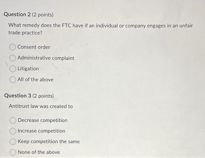 Solved What remedy does the FTC have if an individual or | Chegg.com