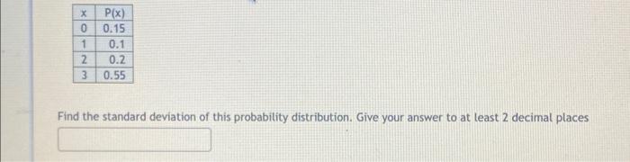 Solved Find the standard deviation of this probability | Chegg.com