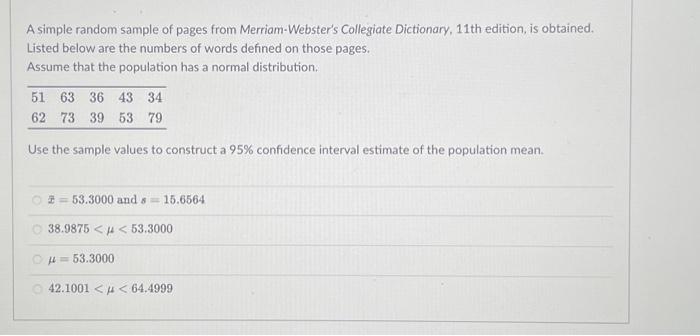 Solved A simple random sample of pages from | Chegg.com