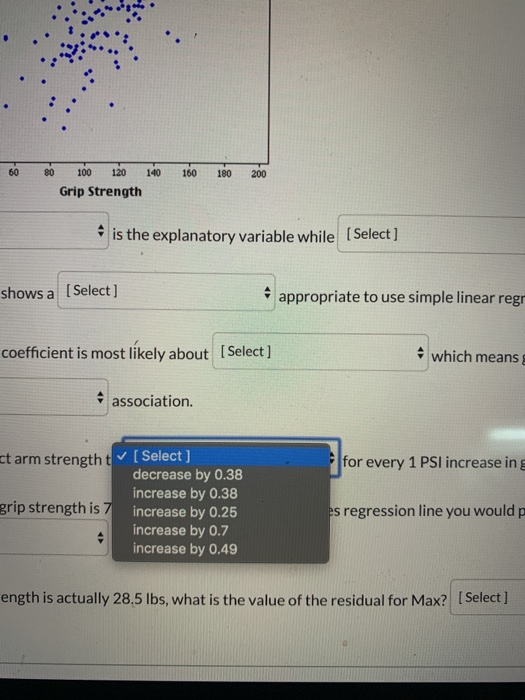 Solved The grip strength (in PSI) and arm strength (in LBS) | Chegg.com