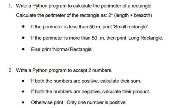 Solved 1. Write a Python program to calculate the perimeter | Chegg.com