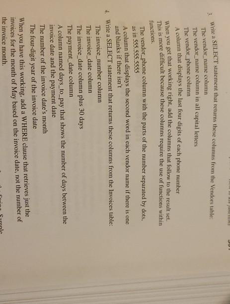 Solved 1. Write a SELECT statement that returns these | Chegg.com