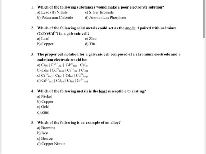 ♎ Which of the following substances acts as an electrolyte