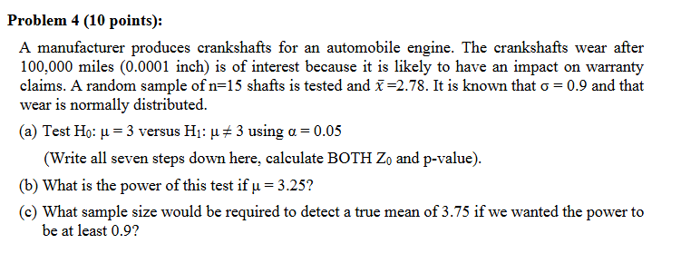 Solved Problem 4 (10 ﻿points):A manufacturer produces | Chegg.com