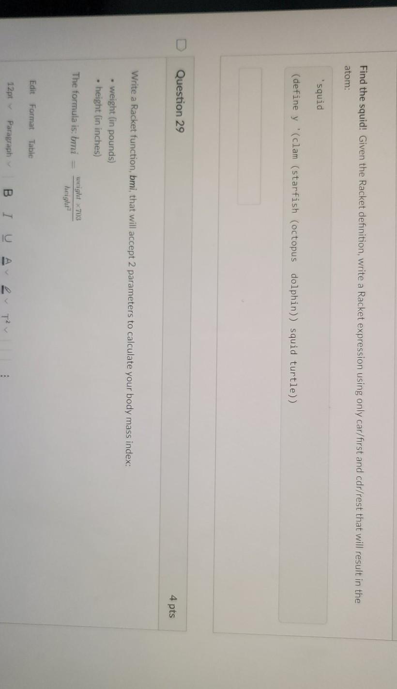 Solved Find the squid! Given the Racket definition, write a | Chegg.com
