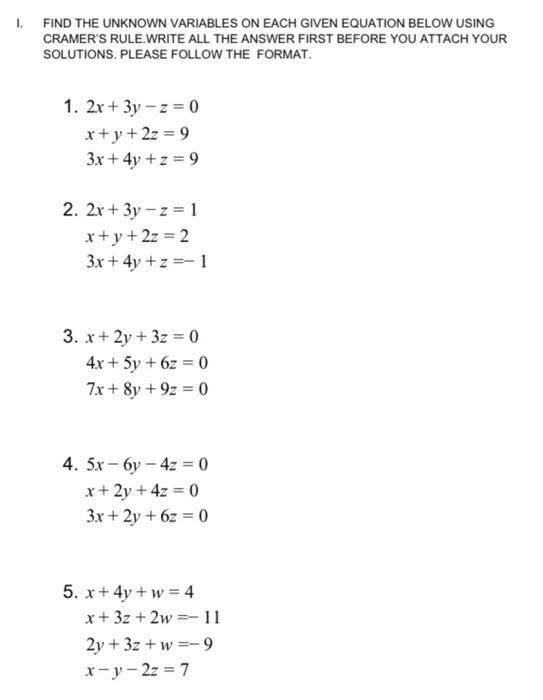 Solved FIND THE UNKNOWN VARIABLES ON EACH GIVEN EQUATION | Chegg.com