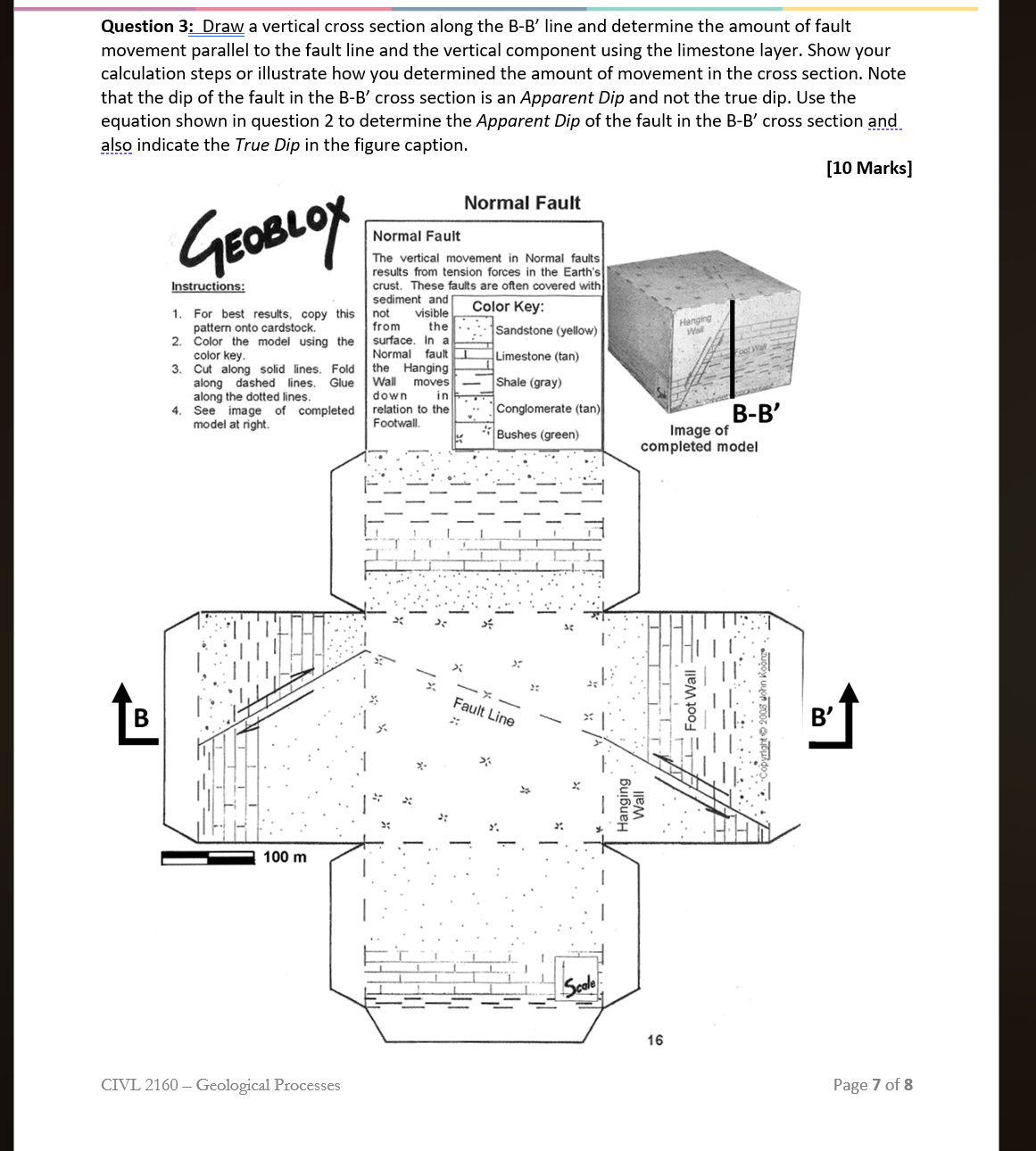 Solved Question 3: Draw a vertical cross section along the | Chegg.com