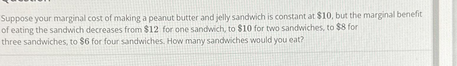 Solved Suppose your marginal cost of making a peanut butter | Chegg.com