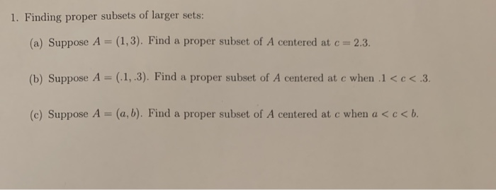 Solved 1. Finding proper subsets of larger sets: (a) Suppose | Chegg.com