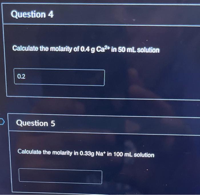 Solved Calculate the molarity of 0.4 gCa2+ in 50 mL solution | Chegg.com