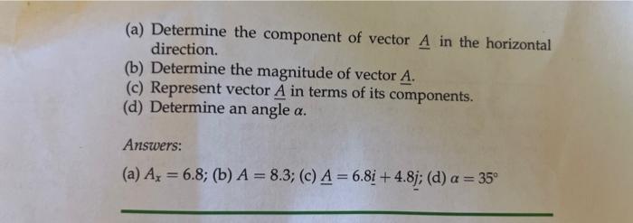 Solved Problem B.5 A Component Of Vector A In The Horizontal | Chegg.com