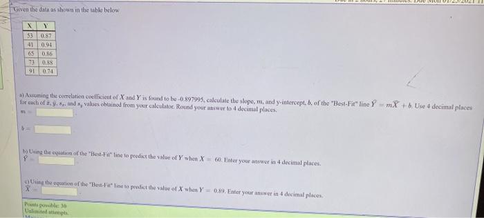 Solved Question with lab Given the data as shown in the | Chegg.com