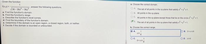 Solved Given the function 1 XY awer the following cuestions | Chegg.com