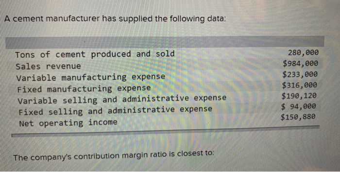 A Cement Manufacturer Has Supplied The Following Data Solved A cement manufacturer has supplied the following | Chegg.com