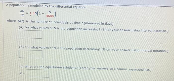 Solved A population is modeled by the differential equation | Chegg.com