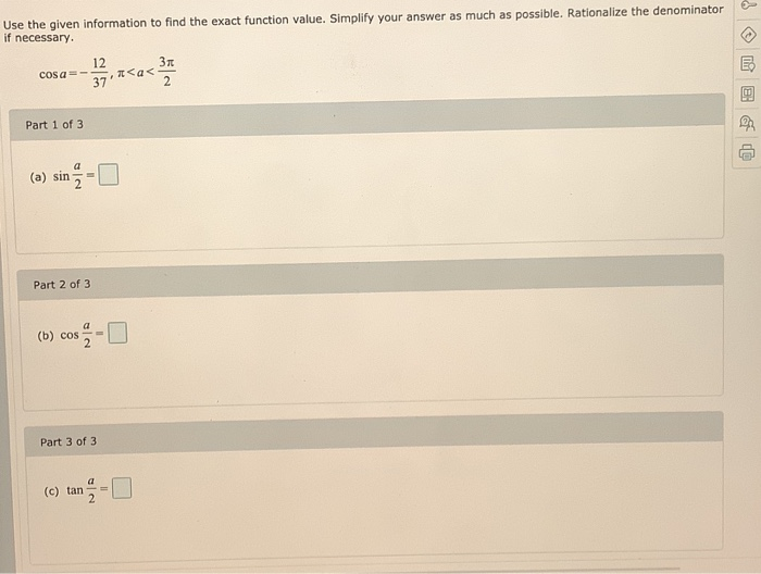 Solved Use the given information to find the exact function | Chegg.com