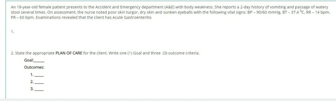 Solved An 18 Year Old Female Patient Presents To The Chegg Com