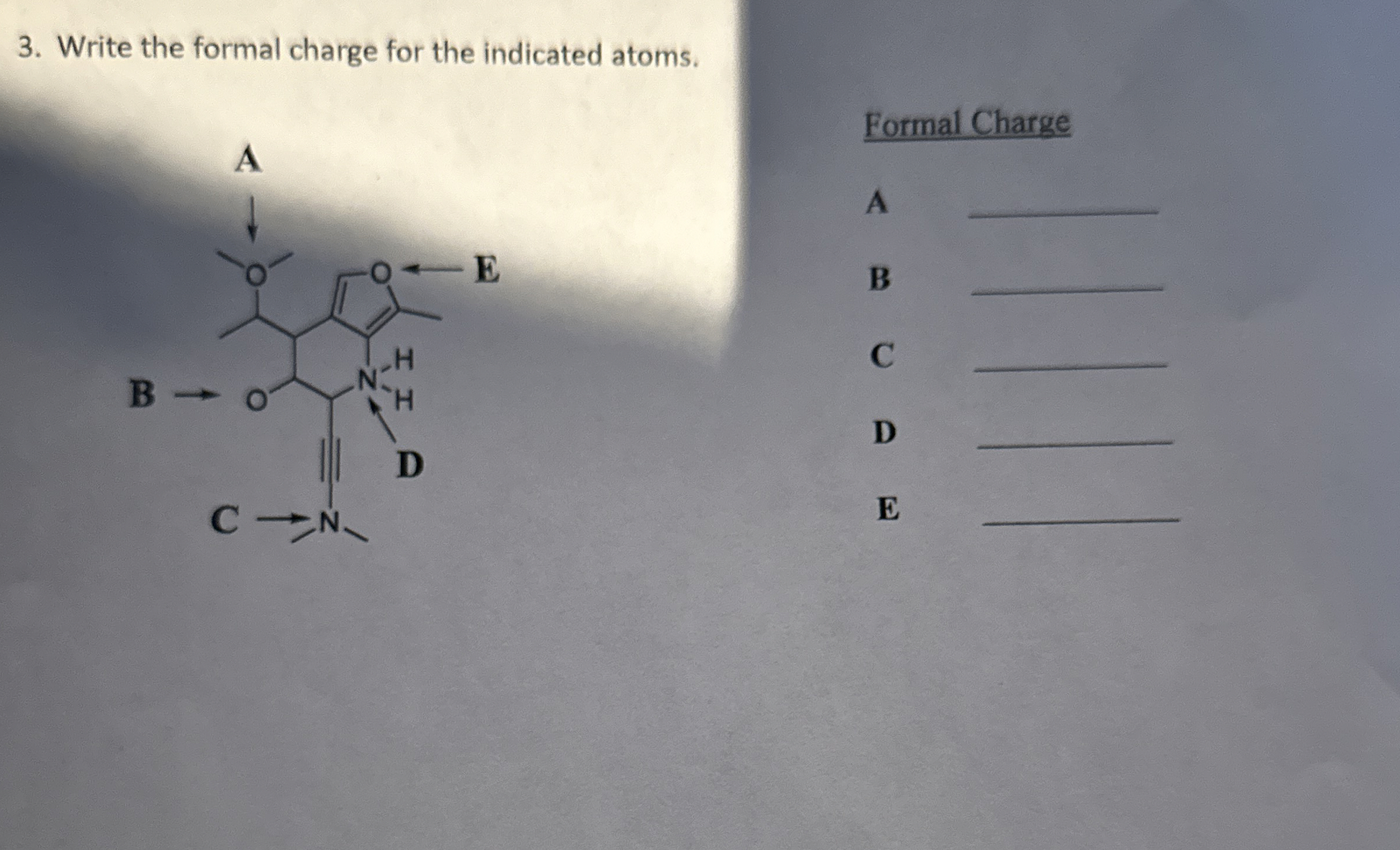 Solved Write the formal charge for the indicated | Chegg.com