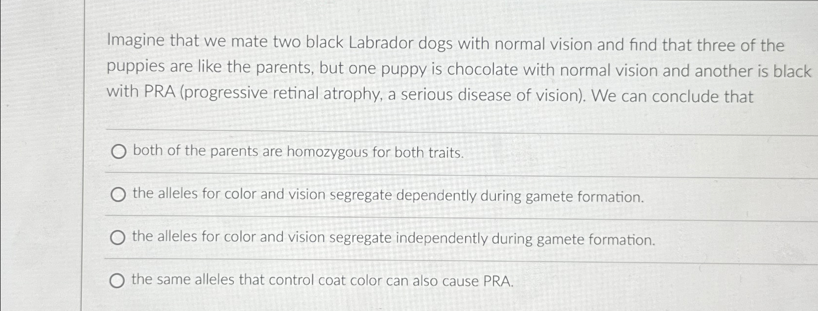 Solved Imagine that we mate two black Labrador dogs with | Chegg.com
