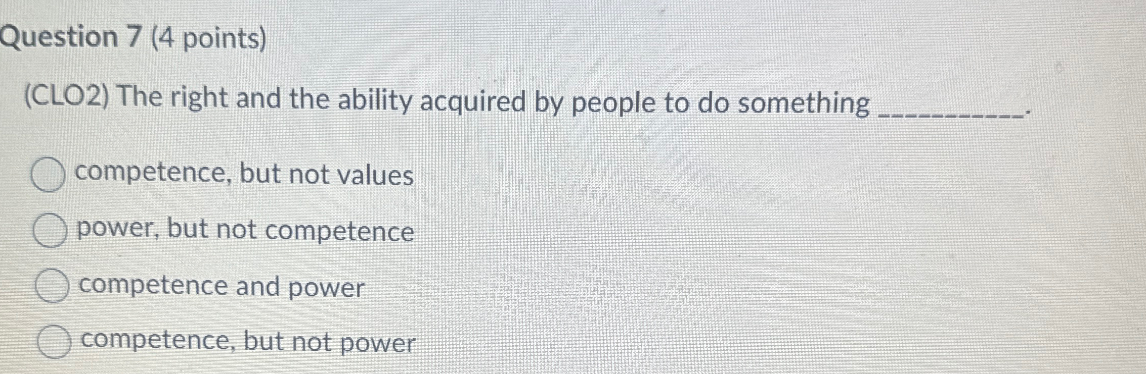 Solved Question 7 (4 ﻿points)(CLO2) ﻿The right and the | Chegg.com