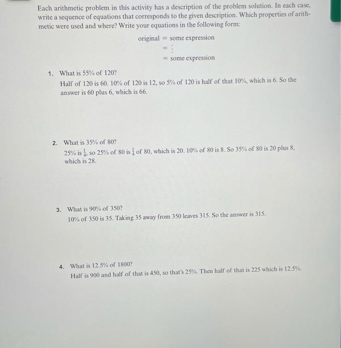 Solved Each arithmetic problem in this activity has a | Chegg.com