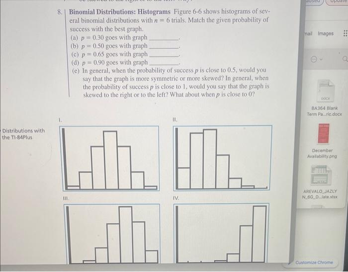 Solved 8. Binomial Distributions Histograms Figure 66