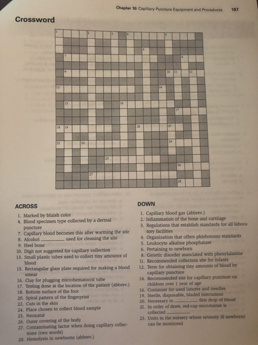 Phlebotomy Crossword Puzzle Answers Chapter 1 Terrie Moody s 