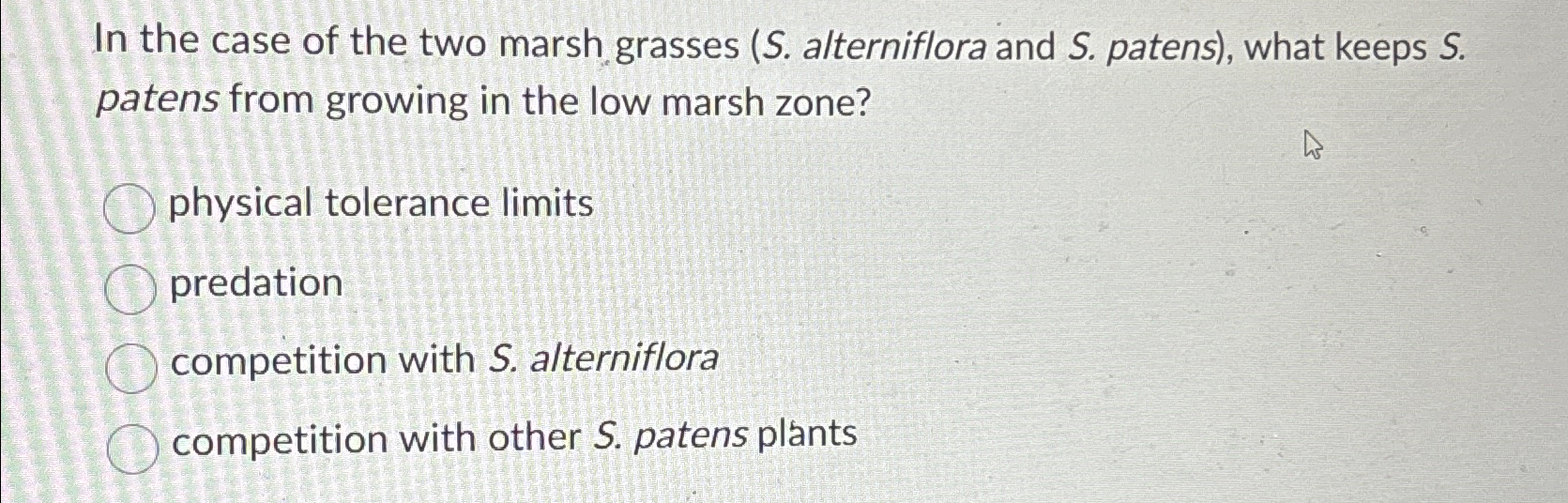 Solved In the case of the two marsh grasses (S. | Chegg.com