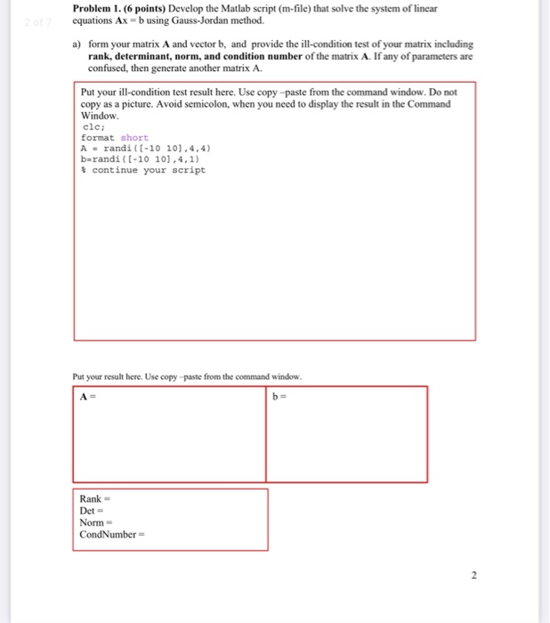 Solved Problem 1. (6 points) Develop the Matlab script | Chegg.com image.