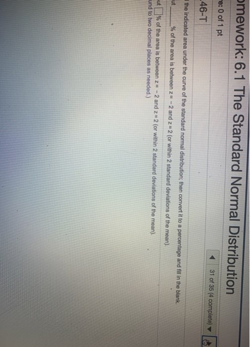 Solved omework: 6.1 The Standard Normal Distribution e: 0 of | Chegg.com