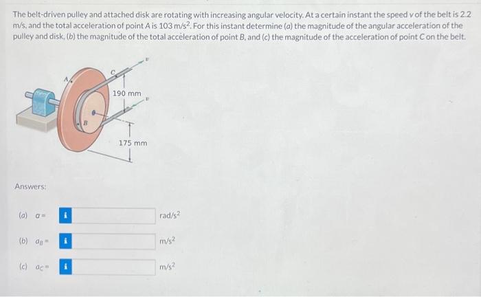 Solved The Belt-driven Pulley And Attached Disk Are Rotating | Chegg.com