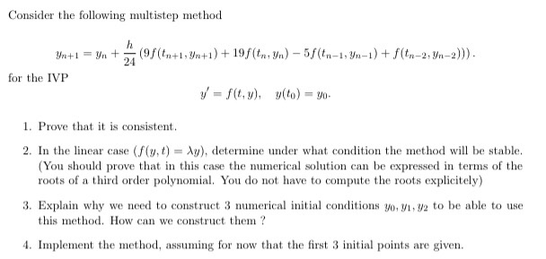 Solved Consider The Following Multistep Method (98(6+1, | Chegg.com