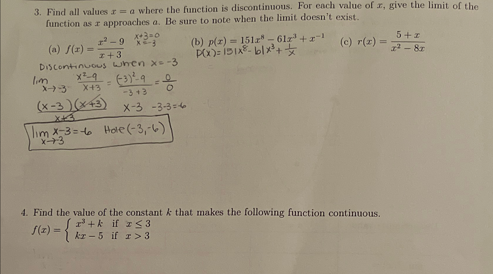 Solved Find all values x=a where the function is | Chegg.com