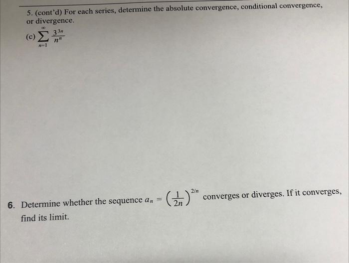 Solved 5. (cont'd) For each series, determine the absolute | Chegg.com
