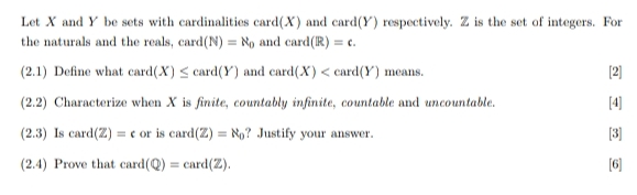 Solved Let x and Y be sets with cardinalities card(x) and | Chegg.com