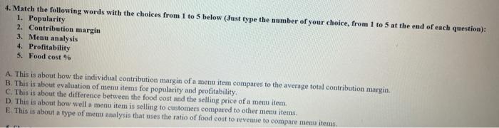 3. Complete the Menu Engineering Worksheet on the | Chegg.com