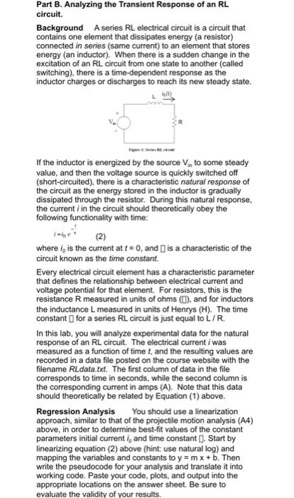 Solved Part B. Analyzing The Transient Response Of An RL | Chegg.com