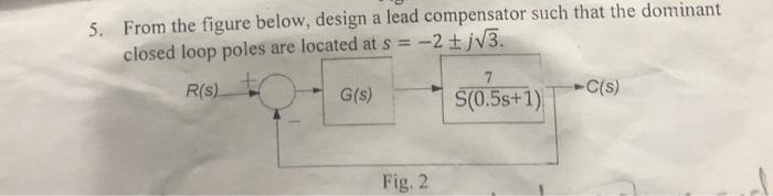 Solved 5. From The Figure Below, Design A Lead Compensator | Chegg.com