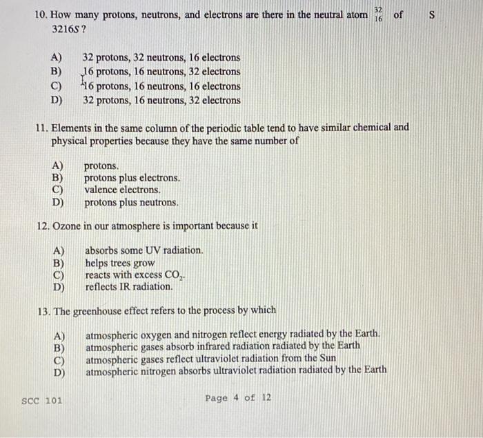 Solved 32 16 of s 10. How many protons, neutrons, and | Chegg.com