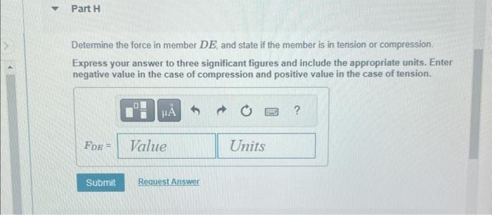 Solved Determine the force in member DE, and state if the | Chegg.com