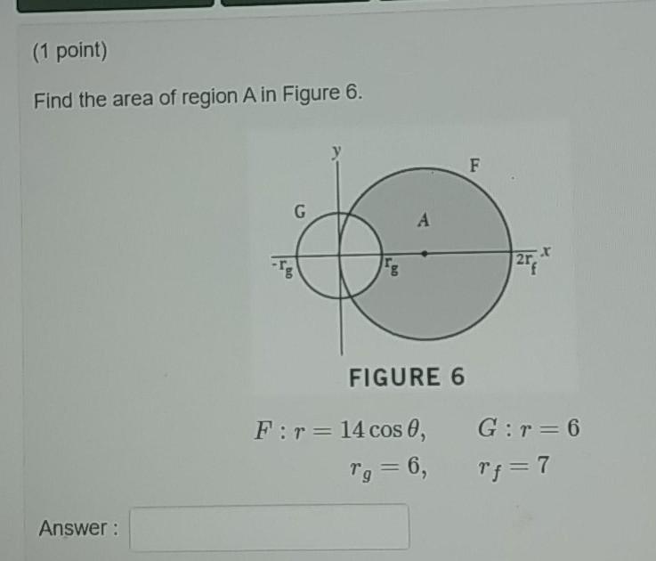 Solved (1 point) Find the area of region A in Figure 6. F G | Chegg.com
