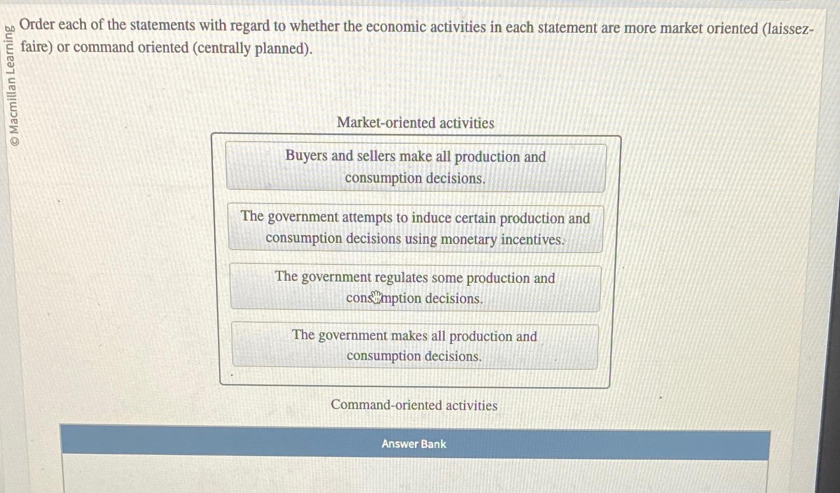 Solved Order each of the statements with regard to whether | Chegg.com