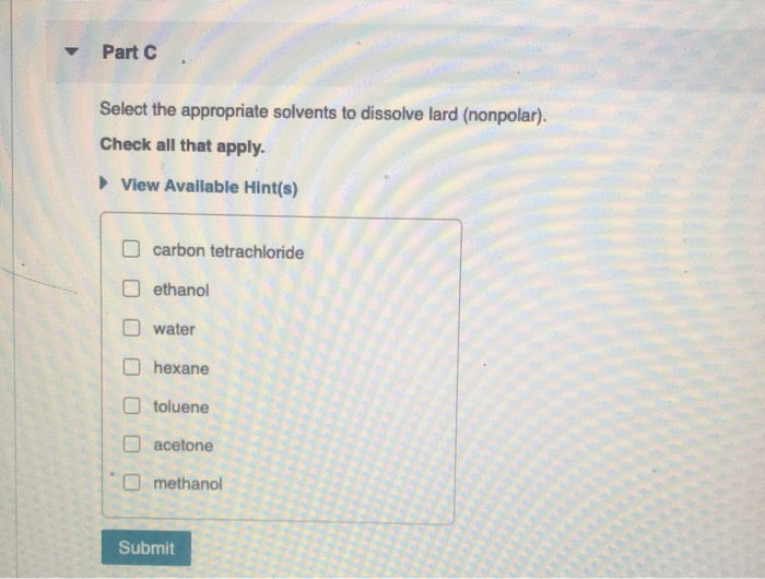 Solved Common laboratory solvents are shown below. Common