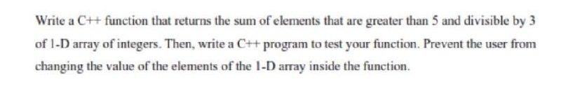 Solved Write a CH function that returns the sum of elements | Chegg.com