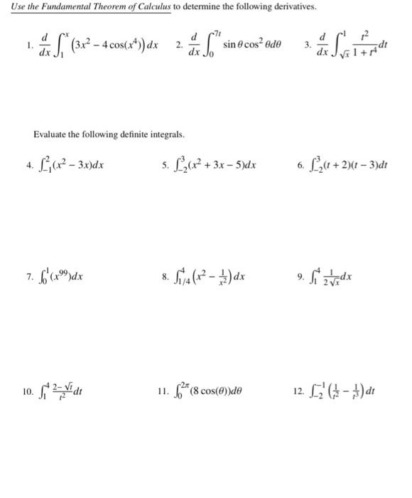 Solved Use the Fundamental Theorem of Calculus to determine | Chegg.com