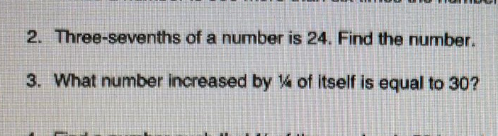 three sevenths of a number increased by fourteen