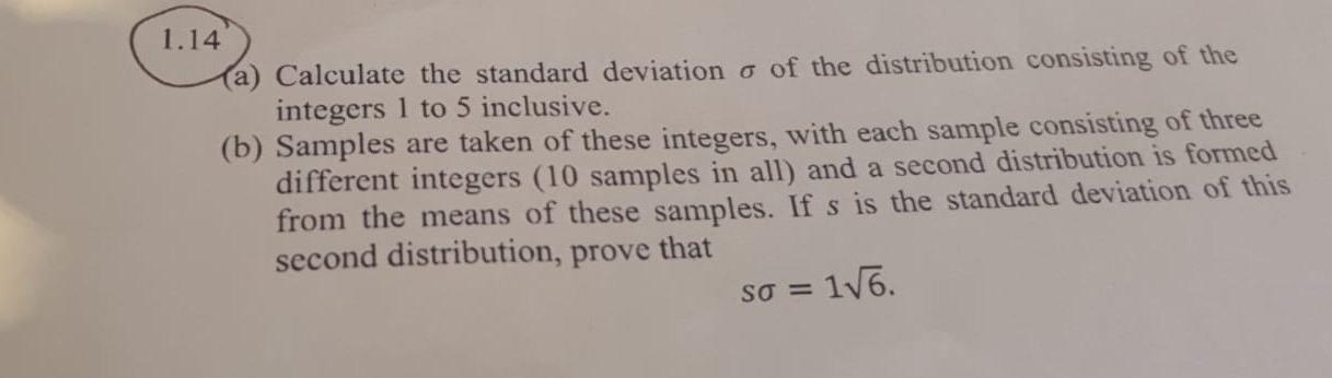 Solved calculate the standard deviation o of the | Chegg.com